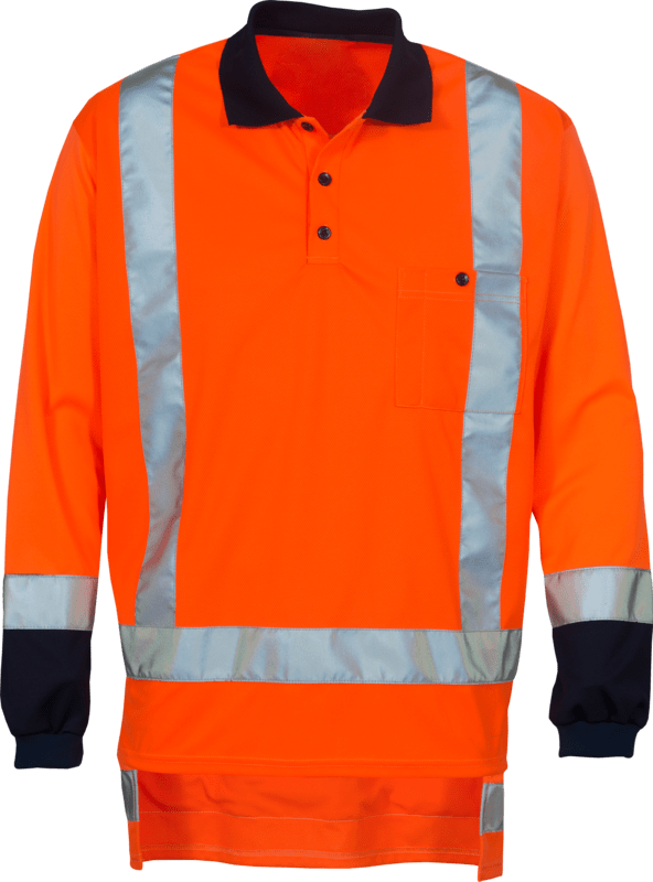 Workhorse, TTMC Micromesh Polo MSH167 - Fluro Ora/Navy - 4XL