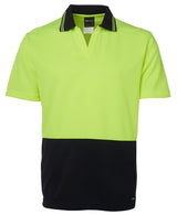 JB's Wear, Hi Vis Non Button Polo, 6HNB - Lime/Navy - 2XL