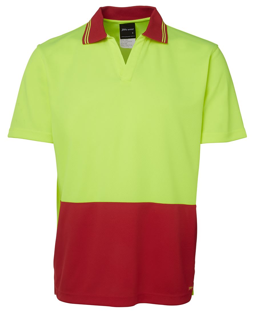 JB's Wear, Hi Vis Non Button Polo, 6HNB - Lime/Navy - 2XL