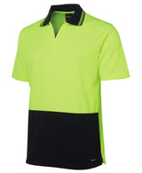 JB's Wear, Hi Vis Non Button Polo, 6HNB - Lime/Navy - 2XL