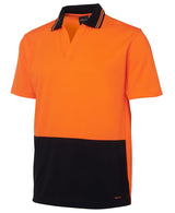 JB's Wear, Hi Vis Non Button Polo, 6HNB - Lime/Navy - 2XL