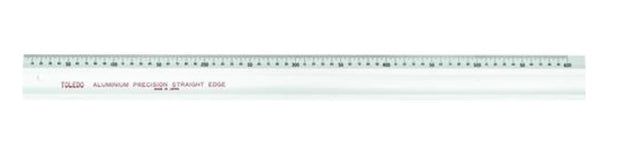 Aluminium straight edge ruler 1500mm with graduated edge, square corners, and hanging hole for precise measurements.