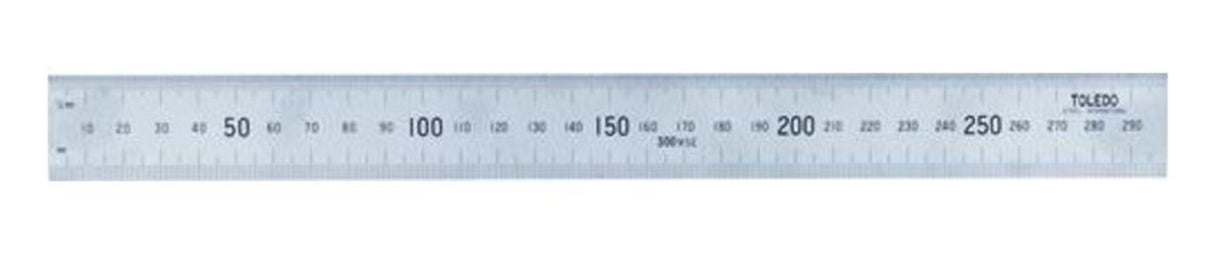 TOLEDO Steel Rule 150mm made of hardened stainless steel, featuring clear etched markings and graduations for precise measurements.