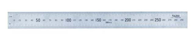 TOLEDO Steel Rule 150mm made of hardened stainless steel, featuring clear etched markings and graduations for precise measurements.