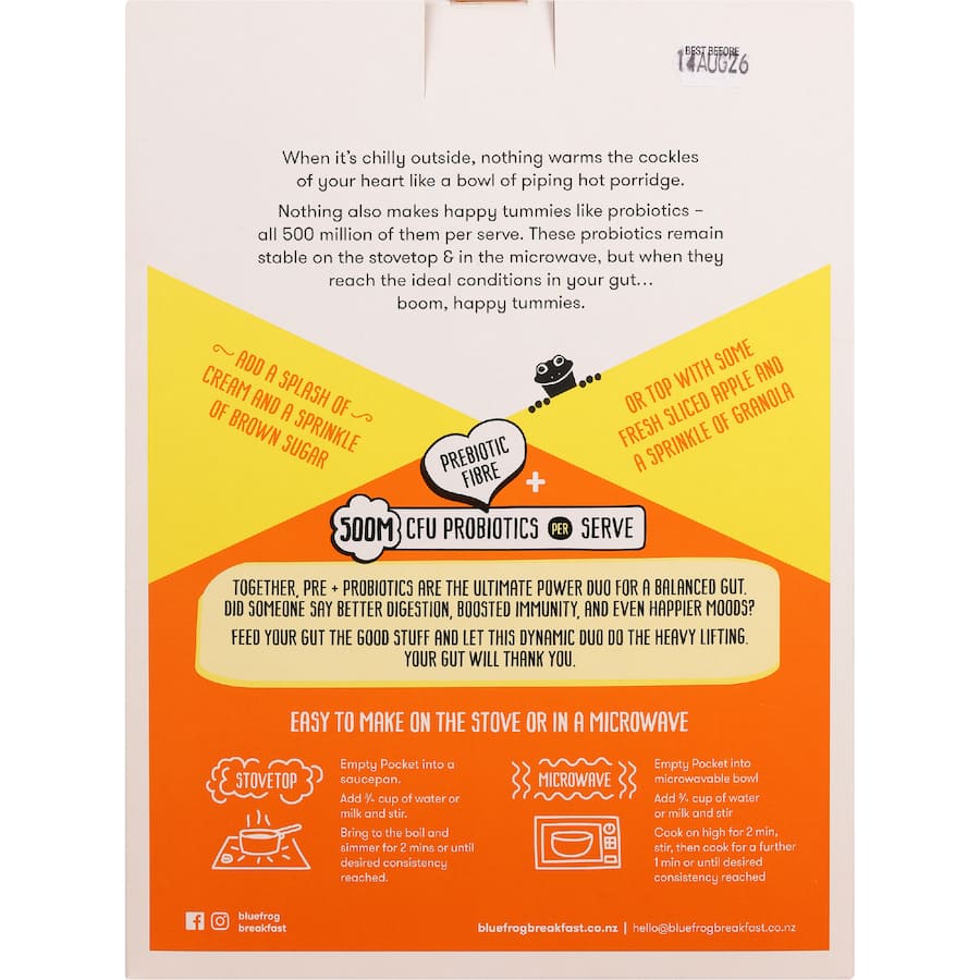 Blue Frog Porridge Brown Sugar Brulee - 7 x 40g