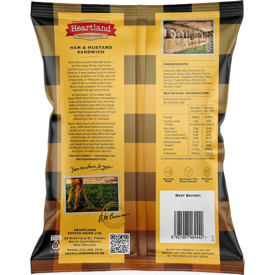 Heartland Snacks Kiwi Favs Ham & Mustard - 140g