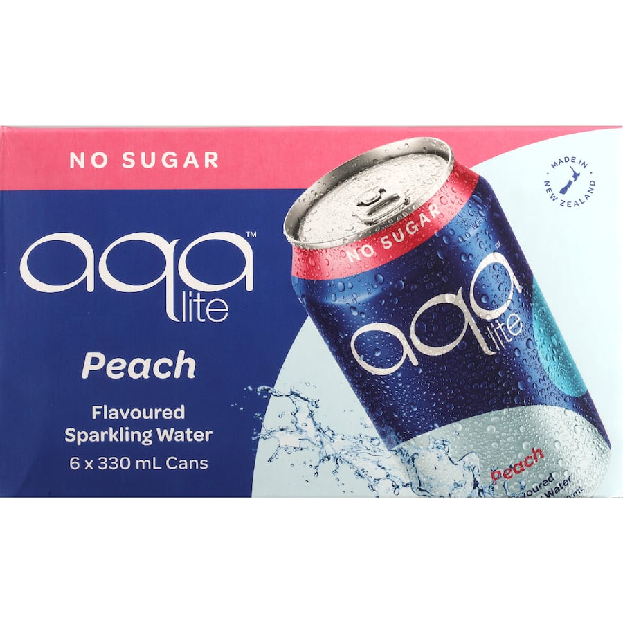 Aqalite Sparkling Drink Peach - 6 pack 330mL