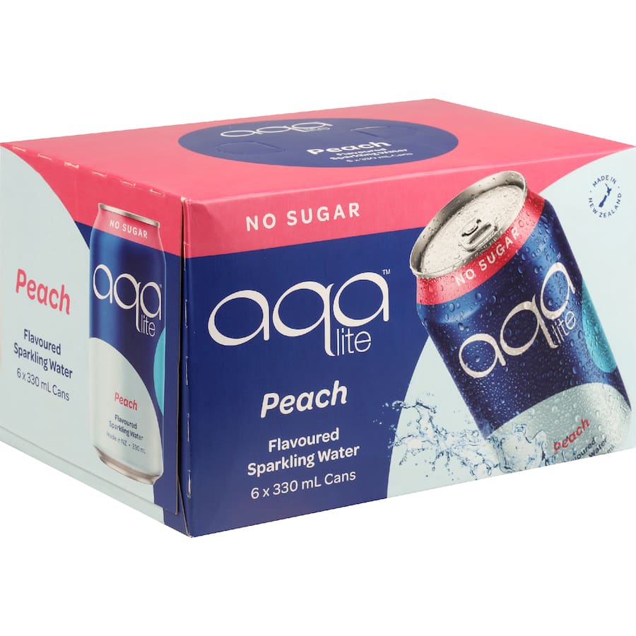 Aqalite Sparkling Drink Peach - 6 pack 330mL