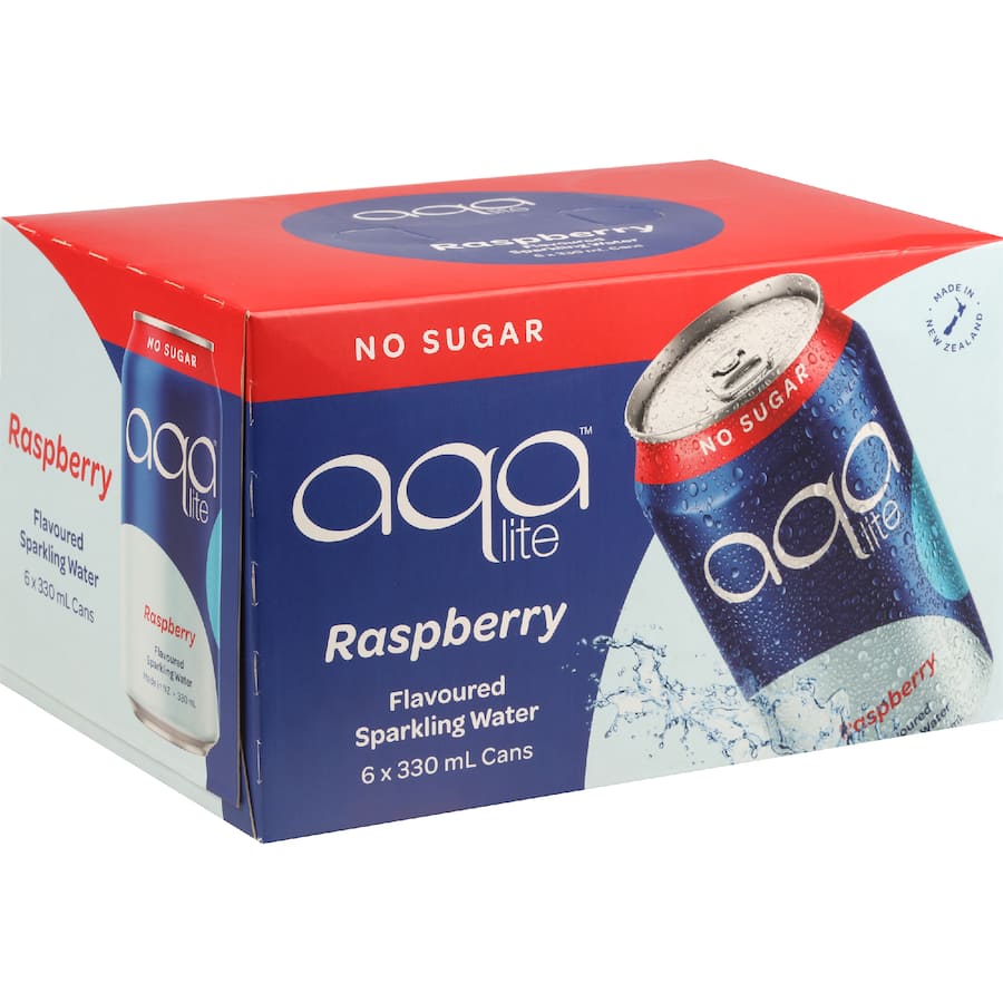 Aqalite Sparkling Drink Raspberry - 6 pack 330mL