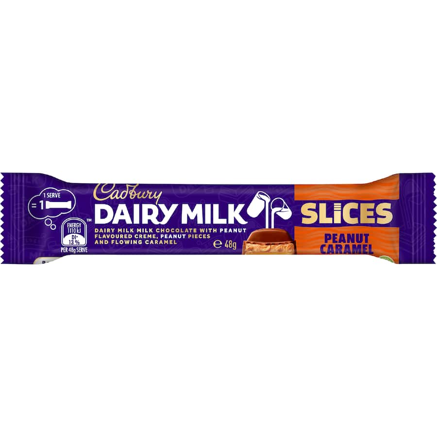 Cadbury Chocolate Bar Slices Bar Peanut Caramel - 48g