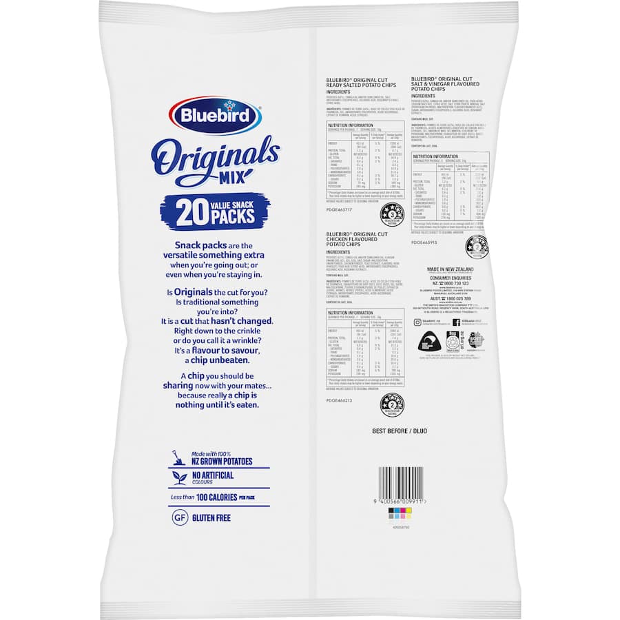 Bluebird Originals Mix Potato Chips Multipack  20 pack 360g