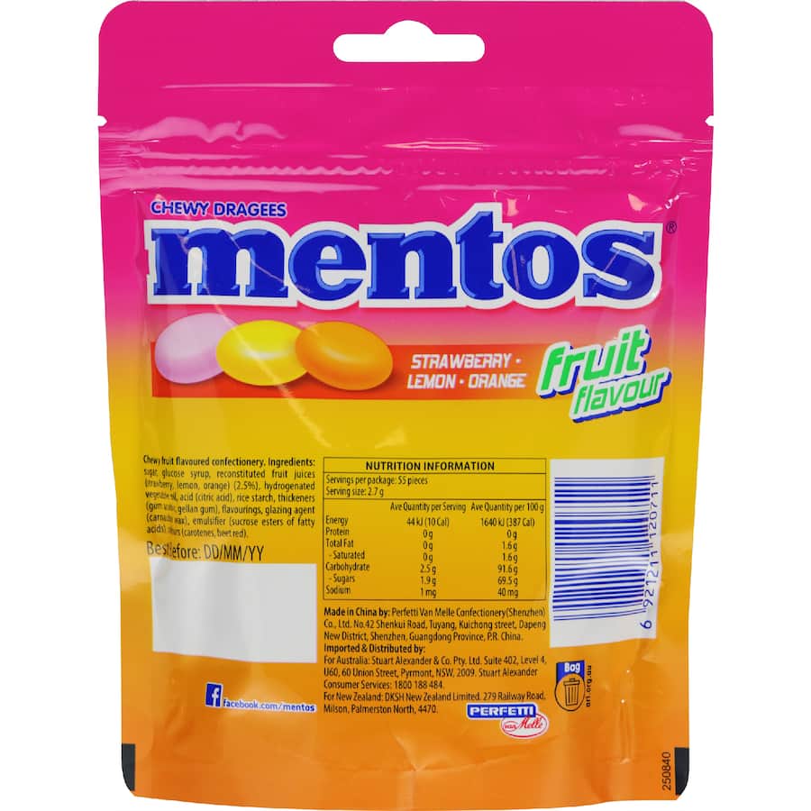 Mentos Sweets Fruit - Bag 150g