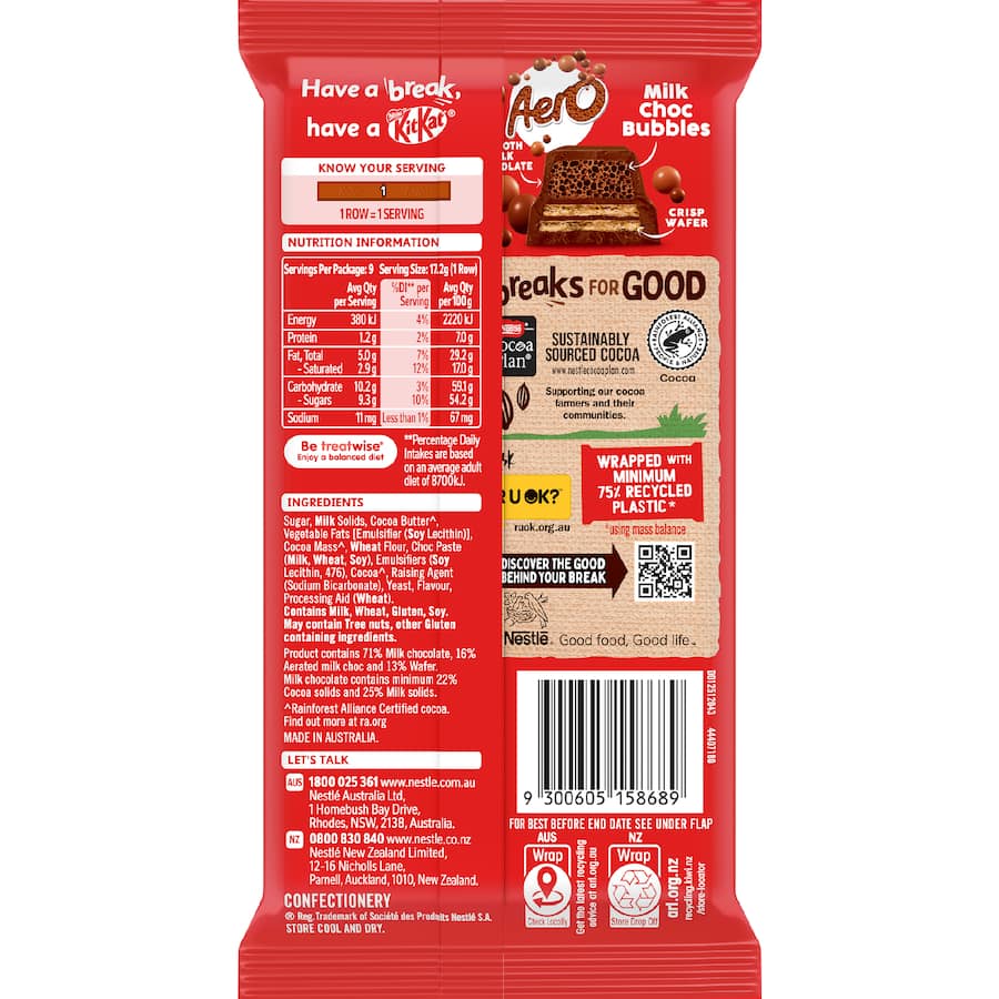 Kitkat Chocolate Blocks Aero Milk - 155g