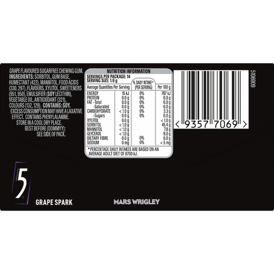 5gum Chewing Gum Grape 27g