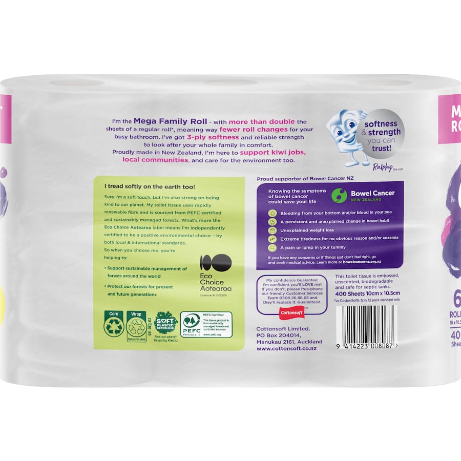Cotton Softs Toilet Paper 3ply Mega - 6pack