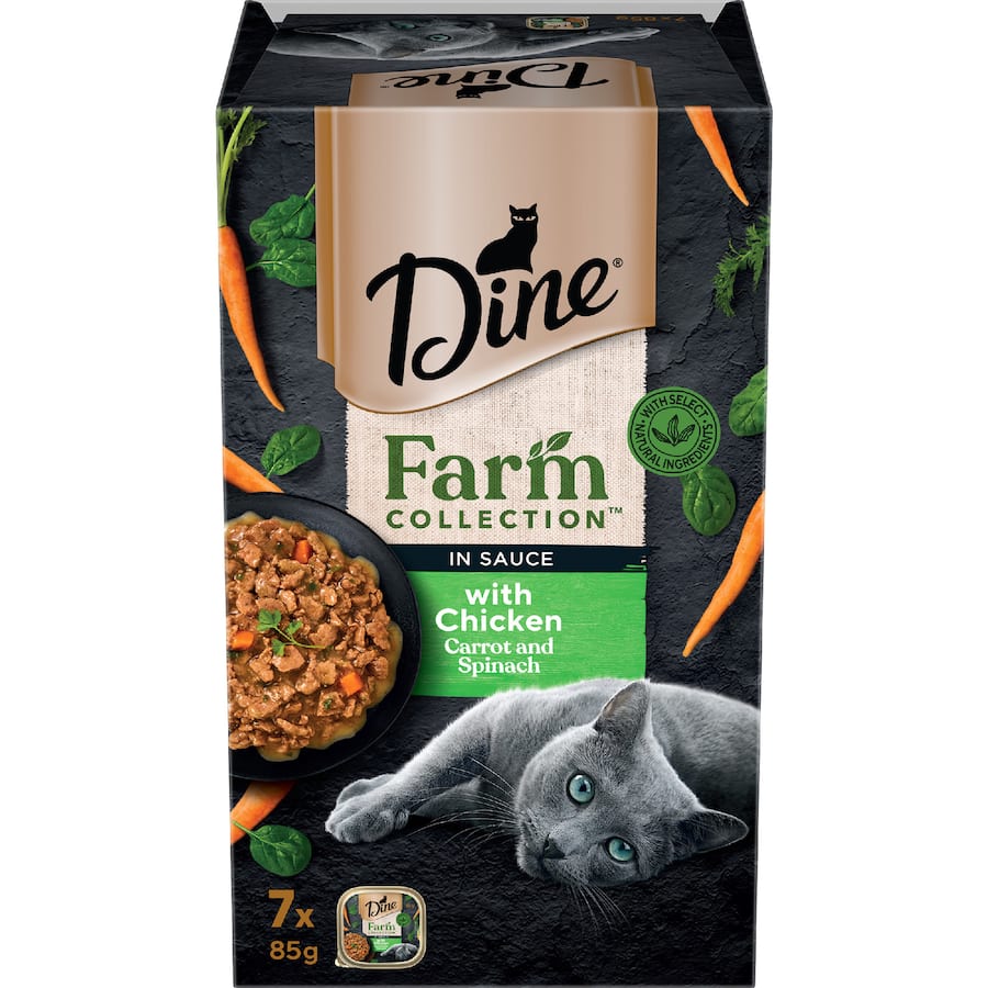 Dine Wet Cat Food Chicken, Carrot And Spinach Trays 7 x 85g