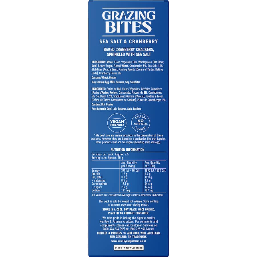 Huntley & Palmers Grazing Bites Sea Salt Cranberry - 150g