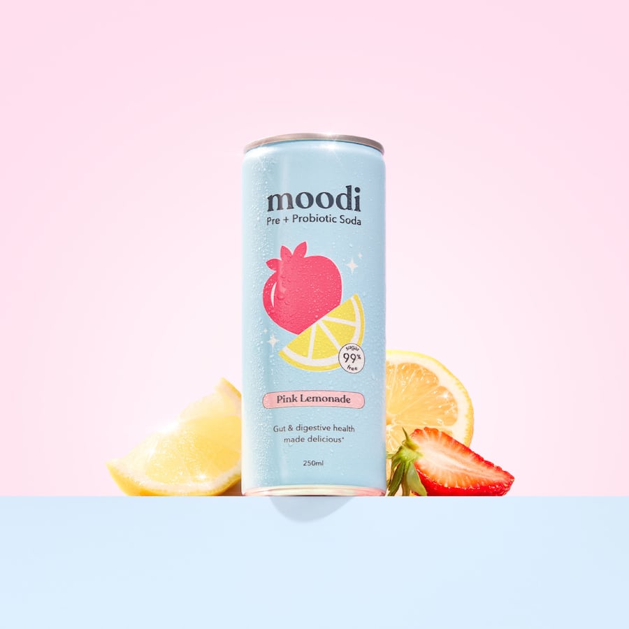 Moodi Pre + Probiotic Soda Pink Lemonade 4 Pack - Refreshing Probiotic ...