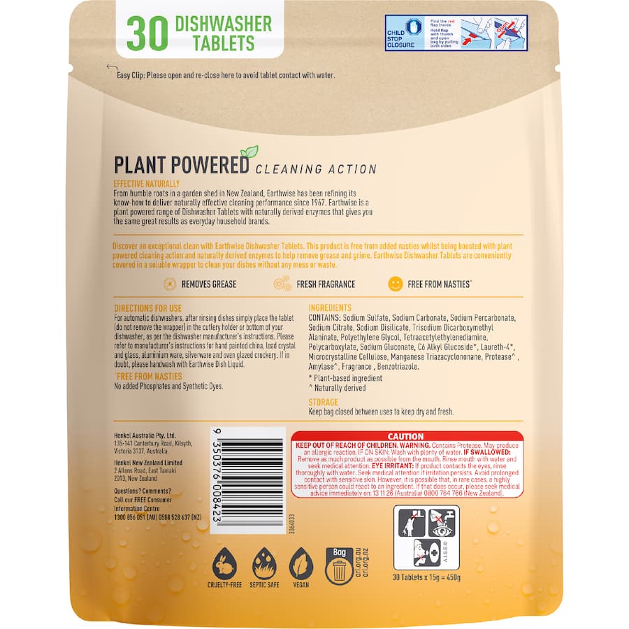 Earthwise Dishwasher Tablets Lemon - 30 pack 450g