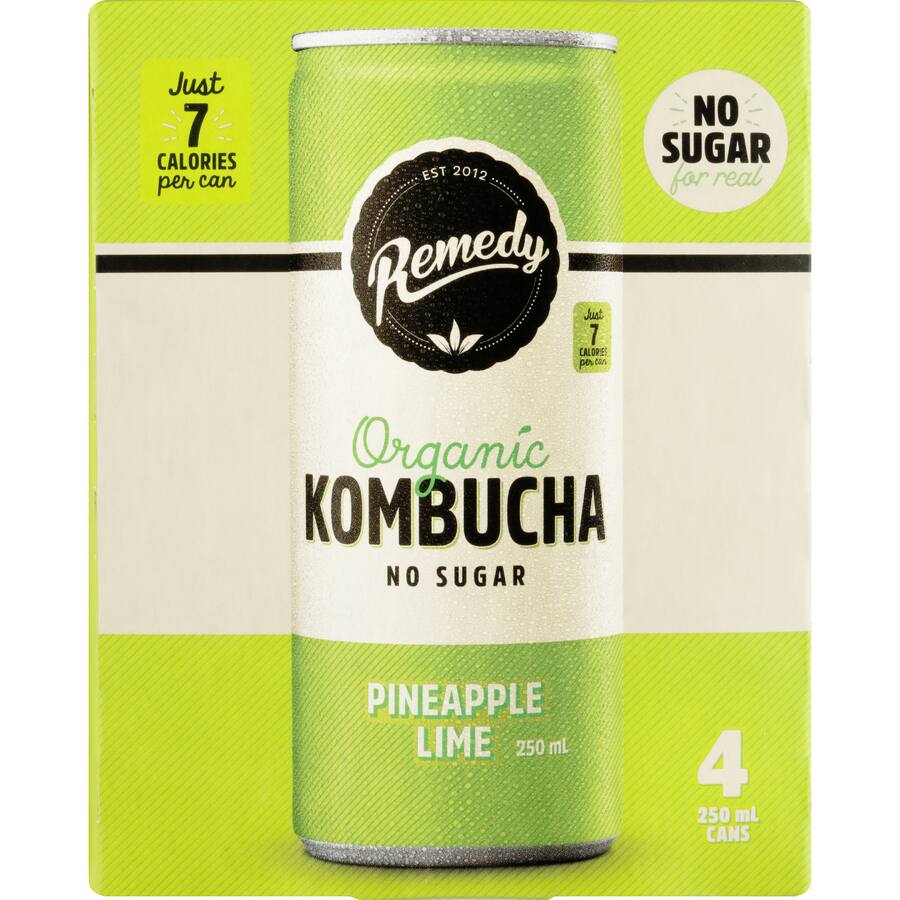 Remedy Organic Kombucha Pineapple Lime - 4 x 250mL