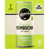 Remedy Organic Kombucha Pineapple Lime - 4 x 250mL