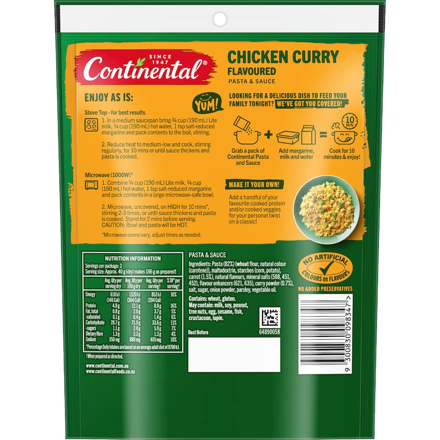 Continental Pasta & Sauce Chicken Curry - 80g