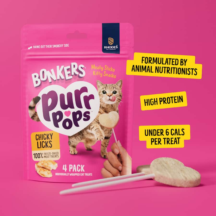 Bonkers Purrpops Wet Cat Food Dried Chicken 4 pack 5.6g