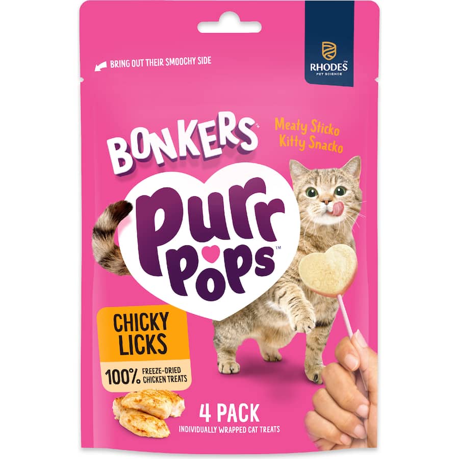 Bonkers Purrpops Wet Cat Food Dried Chicken 4 pack 5.6g