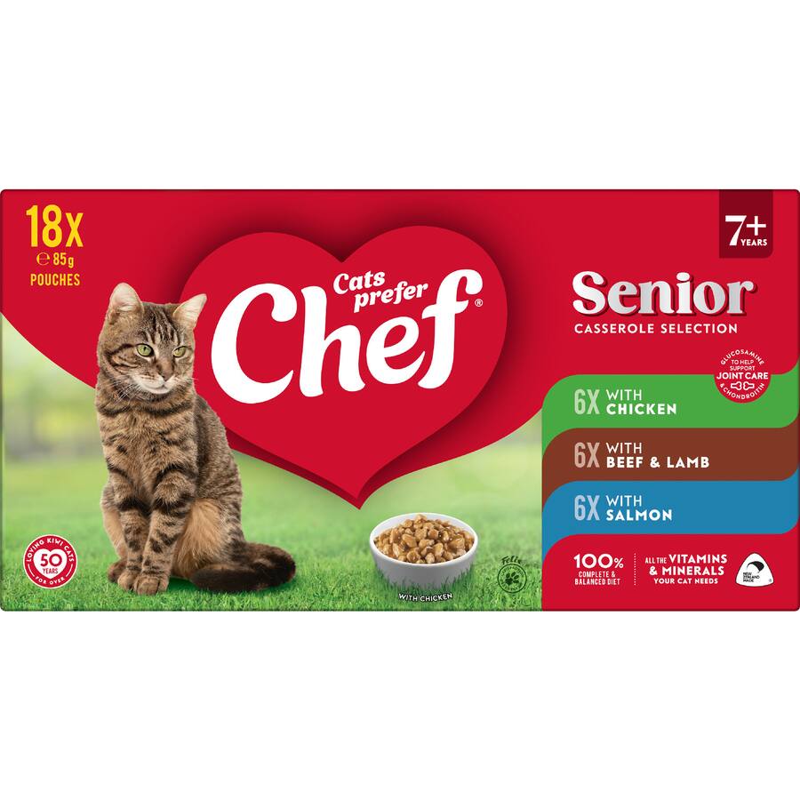 Chef Wet Cat Food Senior Casserole Selection 18 pack 1530g