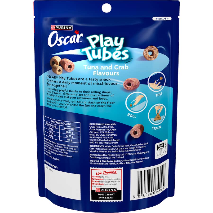 Oscar Play Tubes Cat Treats Tuna & Crab 140g