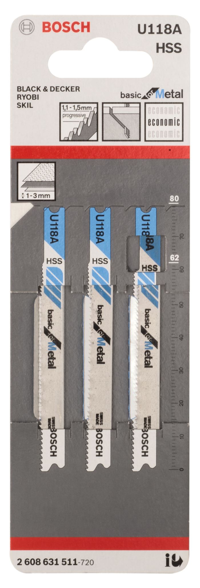 Bosch Jigsaw Blade U118A HSS Basic 3 (Pack)