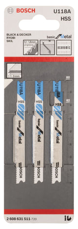 Bosch Jigsaw Blade U118A HSS Basic 3 (Pack)