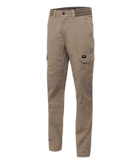 KingGee Ripstop Rib Comfort Waist Pants in Desert, size 87, featuring durable fabric, comfort waistband, and multiple pockets.