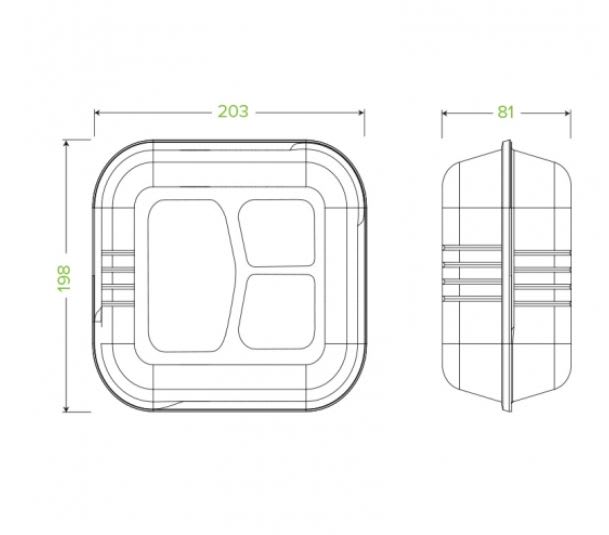BioPak 3 Compartment White Plant Fibre Clamshell 20x22x8cm 100 (Pack)