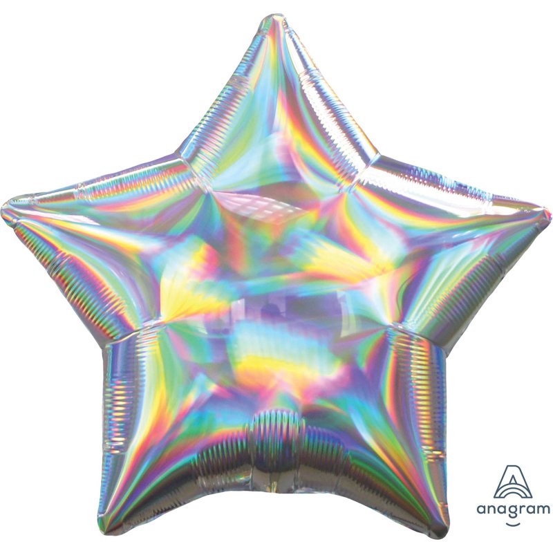 Foil Balloon - Holographic Silver Star  (45cm)