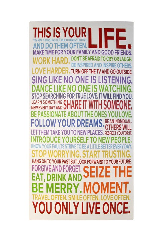 'This Is Your Life' Canvas Wall Art: vibrant design on wooden frame, perfect for enhancing home decor and inspiring positivity.