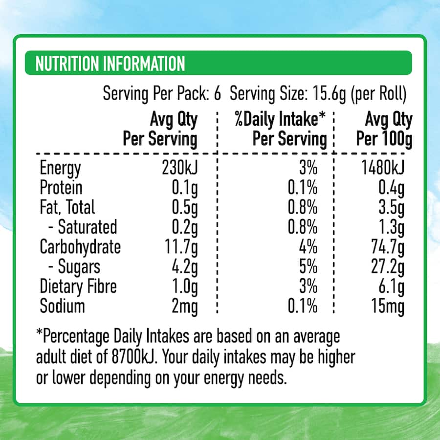 Uncle Tobys Roll-ups Peach & Mango 94g