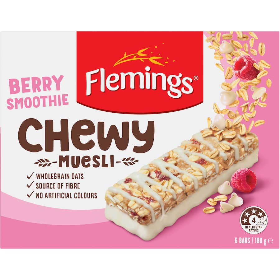 Flemings Chewy Muesli Bars Berry Smoothie 180g