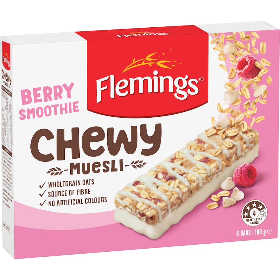 Flemings Chewy Muesli Bars Berry Smoothie 180g