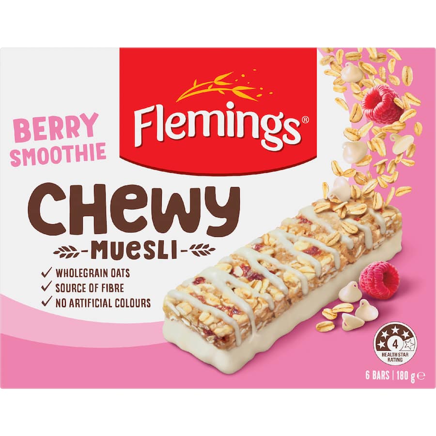 Flemings Chewy Muesli Bars Berry Smoothie 180g