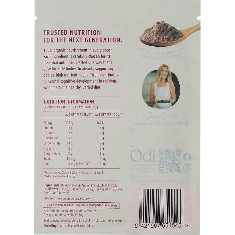 Odi Organic Baby Food Puree Powder Blueberry 20g
