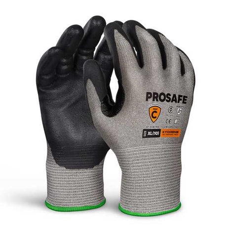 Prosafe Kyorene Cut C 13 Gauge XL gloves offer cut resistance and grip for automotive and sheet metal handling tasks.