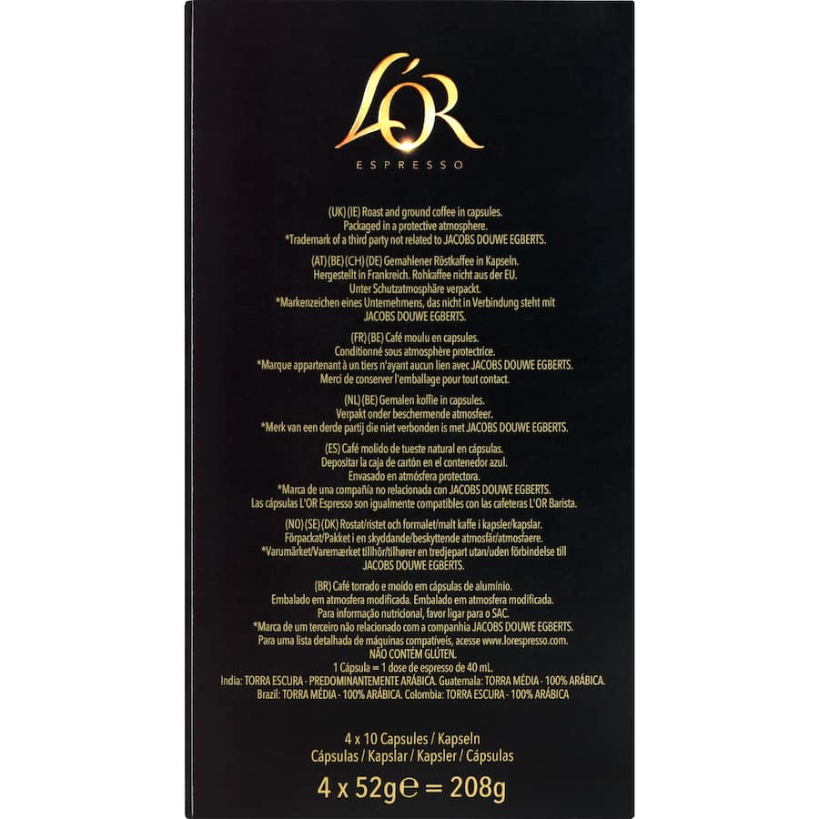 L'or Coffee Capsules Origins Variety 40pack