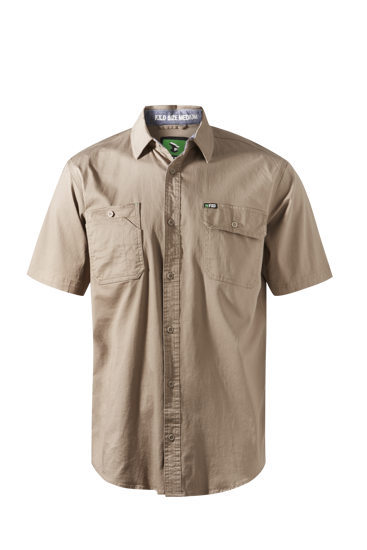 FXD, Cotton Stretch Work Shirt, SSH-1 (Each) - Khaki - Size: L