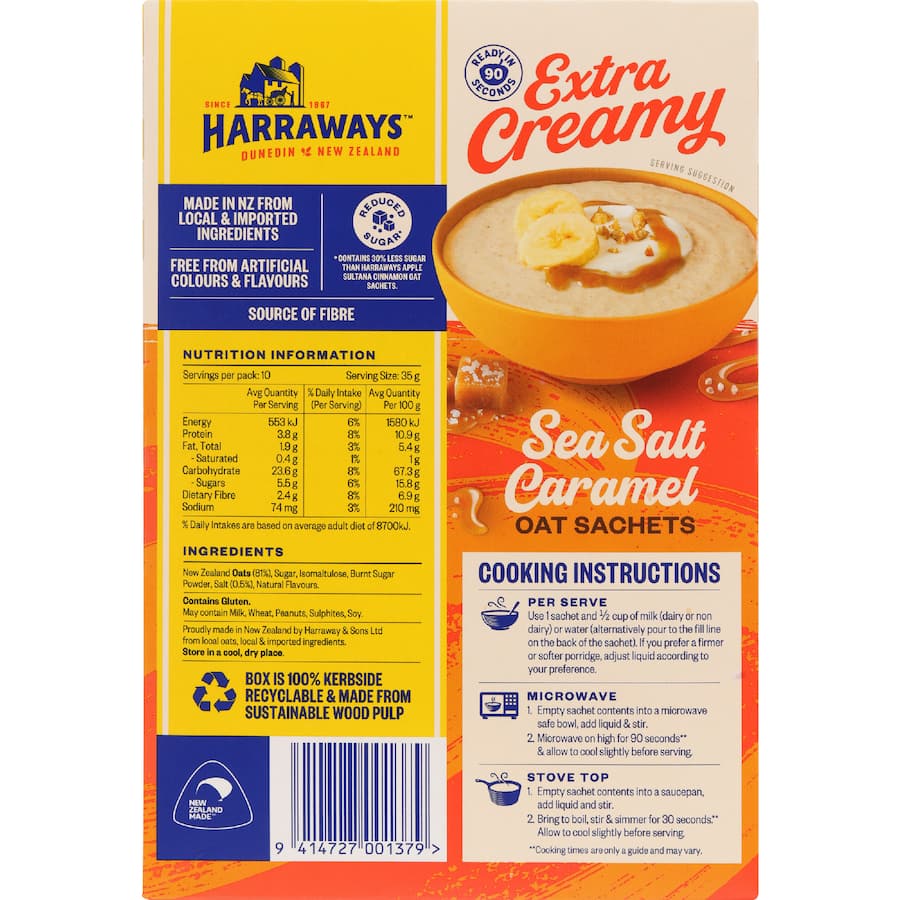 Harraways Extra Creamy Oat Sachets Sea Salt Caramel 350g