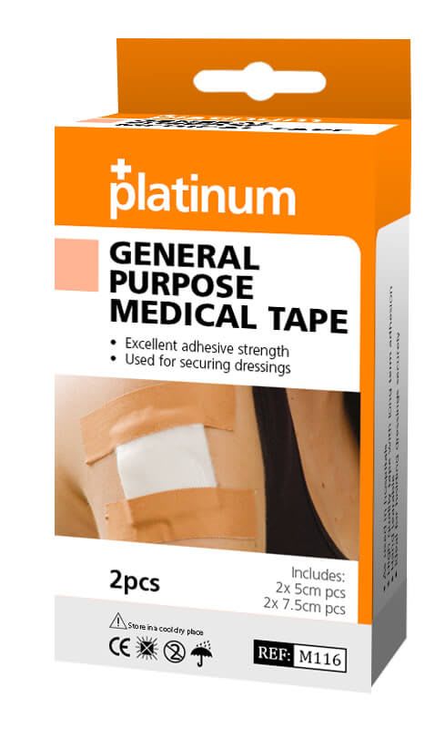 Platinum General Purpose Medical Tape 2.5cm 25mm x 5m Pack of 2