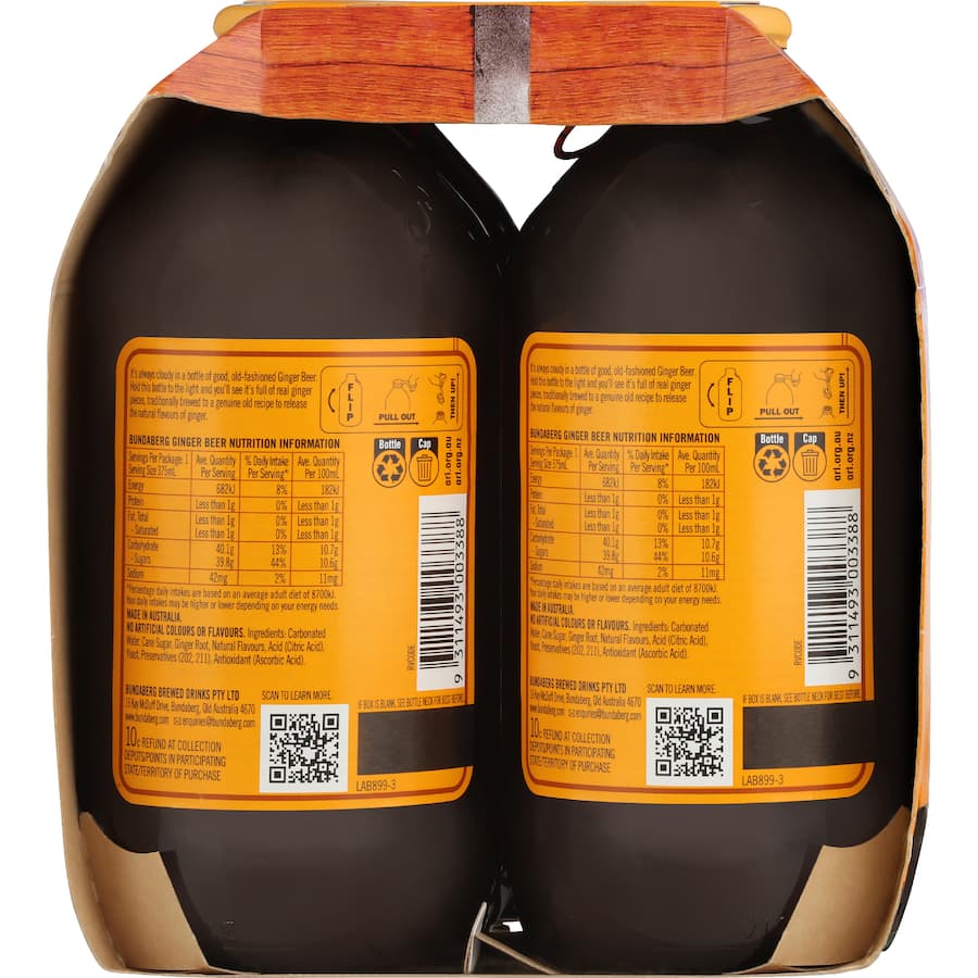 Bundaberg Ginger Beer  Bottles 6 x 375mL