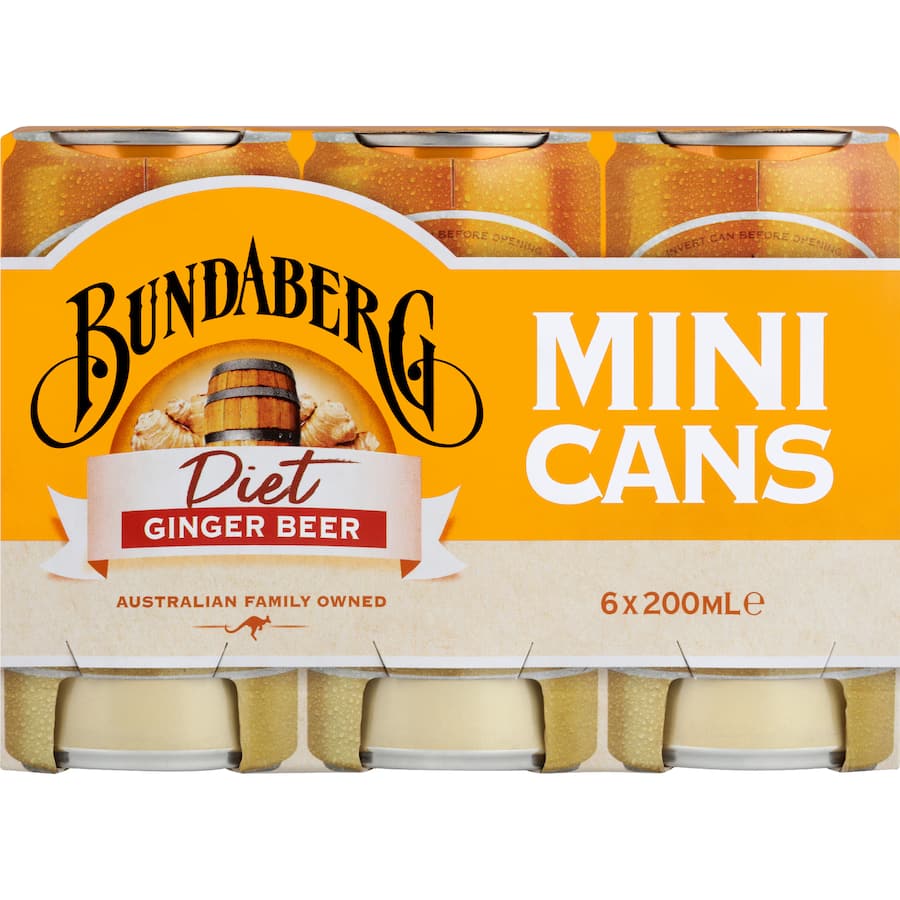 Bundaberg Diet Ginger Beer  Cans 6 x 200mL