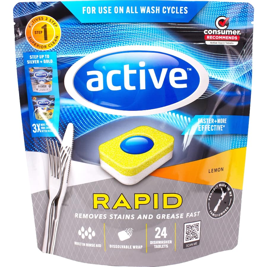 Active Rapid Dishwasher Tablets Lemon 24pack