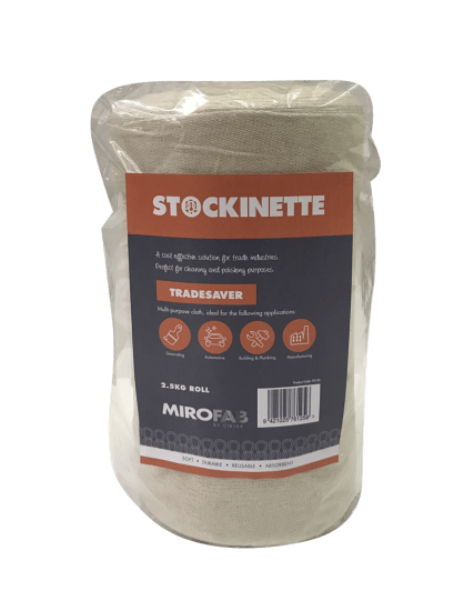 Highly absorbent Tradesaver Stockinette Cleaning Cloth in white, 3.5kg, perfect for cleaning, polishing, and painting tasks.